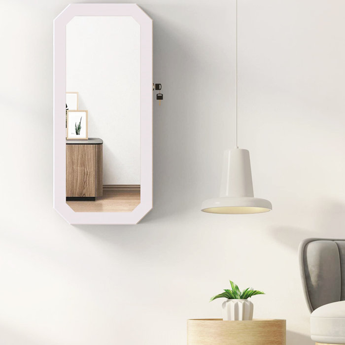 Latitude Run® Jewelry Organizer with Mirror, Lockable Wood